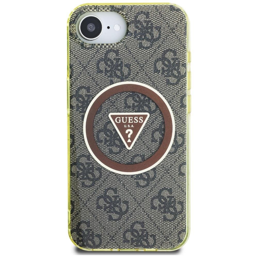 Etui Guess Iml Metal Glitter 4G Circle   Triangle Magsafe Do Iphone 16E Brązowy