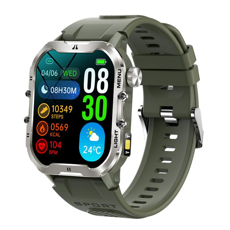 T26 Chytré hodinky Svítilna 1,96" Velký displej LED Světlo Bluetooth Volání SOS Venkovní Odolné Sportovní Fitness Tracker Chytré hodinky