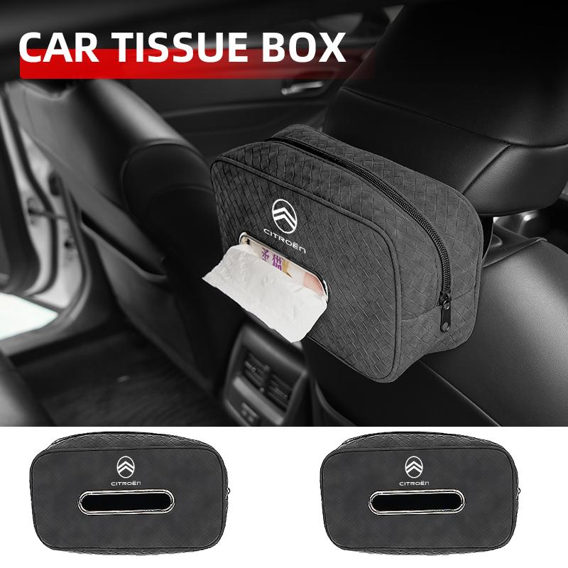 Boîte à mouchoirs de voiture Sac à mouchoirs pour dossier de siège Installation facile Pour Citroen C4 C3 C5 C2 Berlingo Celysee Cactus Picasso Aircross Saxo Grand
