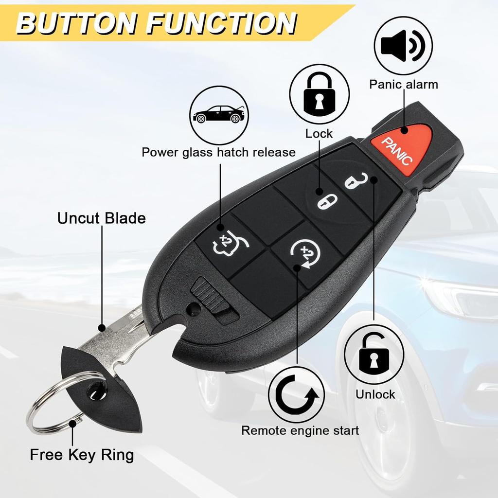 Key Fob Replacement for 2008-2013 Grand Cherokee/ 08-10 Commander Car Keyless Entry Remote Control, M3N5WY783X IYZ-C01C, 5 Buttons, 2Pcs