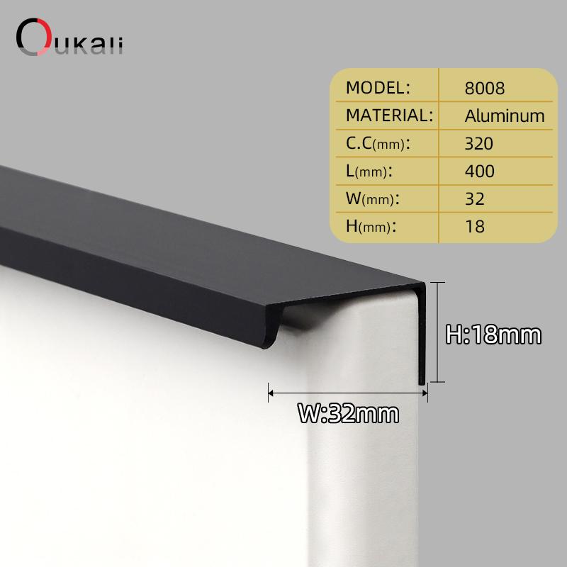Oukali Simple 800mm Aluminum Profile Hidden Handle Embedded Kitchen Wardrobe Profile Drawer Cabinet Furniture 128Mm Gold Handles