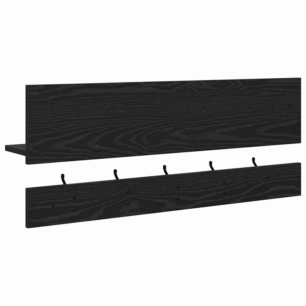 Wall Mounted Nightstand Black Oak Effect 90 x 15 x 36 cm