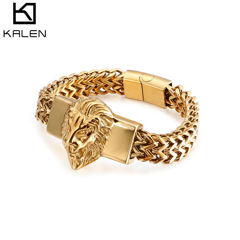 New Men's Retro Lion Head Stainless Steel Bracelet