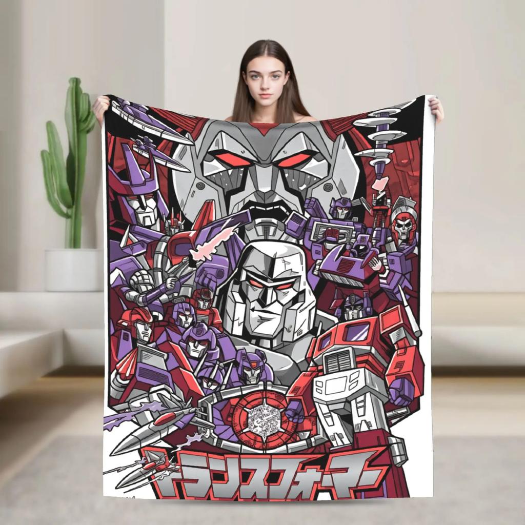 Warm Soft Blanket Travel Office Cartoon T-Transformers Autobots Bedding Throws Anime Flannel Bedspread For Couch Sofa Bed Cover