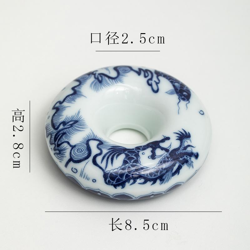 Blau-Weißes Porzellan Tablett Runde Donut Deckel Unterlage Teetassen Tablett Palette Chinesischer Retro Stil Heimdeko Zubehör