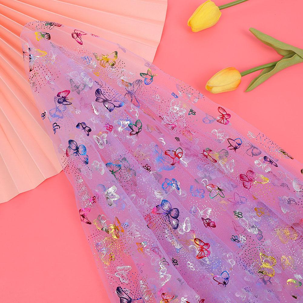 Trending Style 59x39 Inch Floral Butterfly Tulle Fabric Sparkle Lace for Couture Dresses, Photo Booth Background & Event Decor