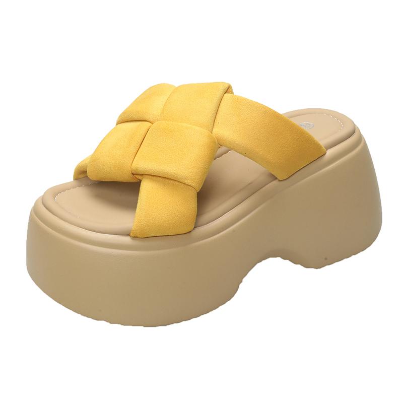 Fashion NEW 8.5CM Wedge Slippers for Women Summer Non Slip Platform Sandals Woman Open Toe Comfortable Female Chunky Beach Slippers