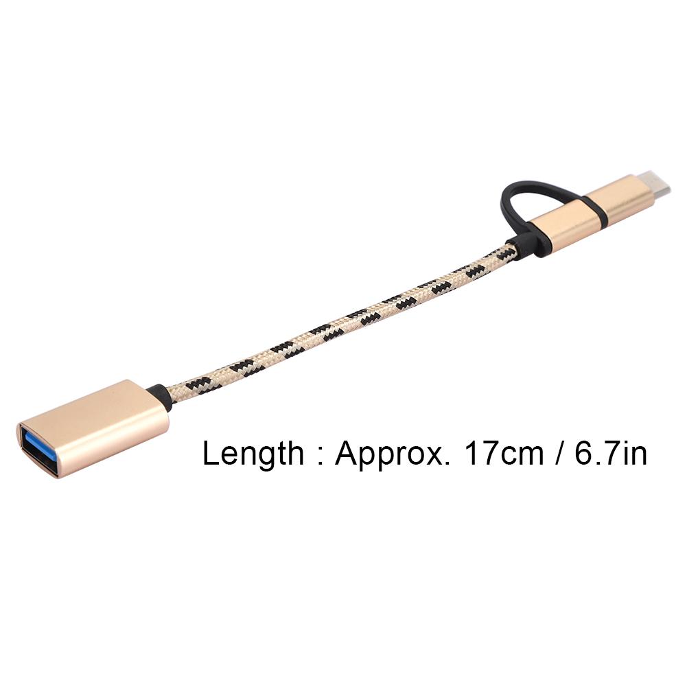 2Pcs Type C 2 In 1 OTG Transfer Wiring Adapter Electronic Transfer Connector USB3.0(Gold )