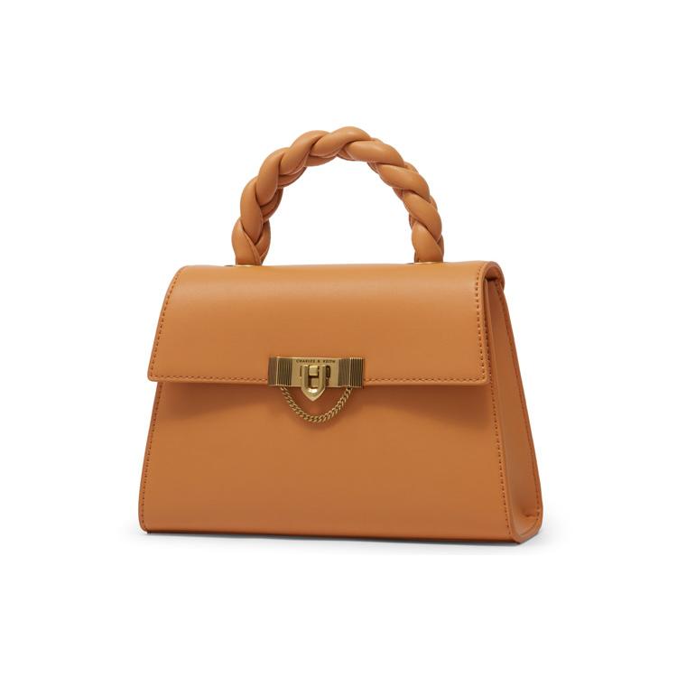 New CHARLES&KEITH PU Polyurethane One Shoulder Handbag Small Size Women's Beige/Black/Orange CK2-50270840