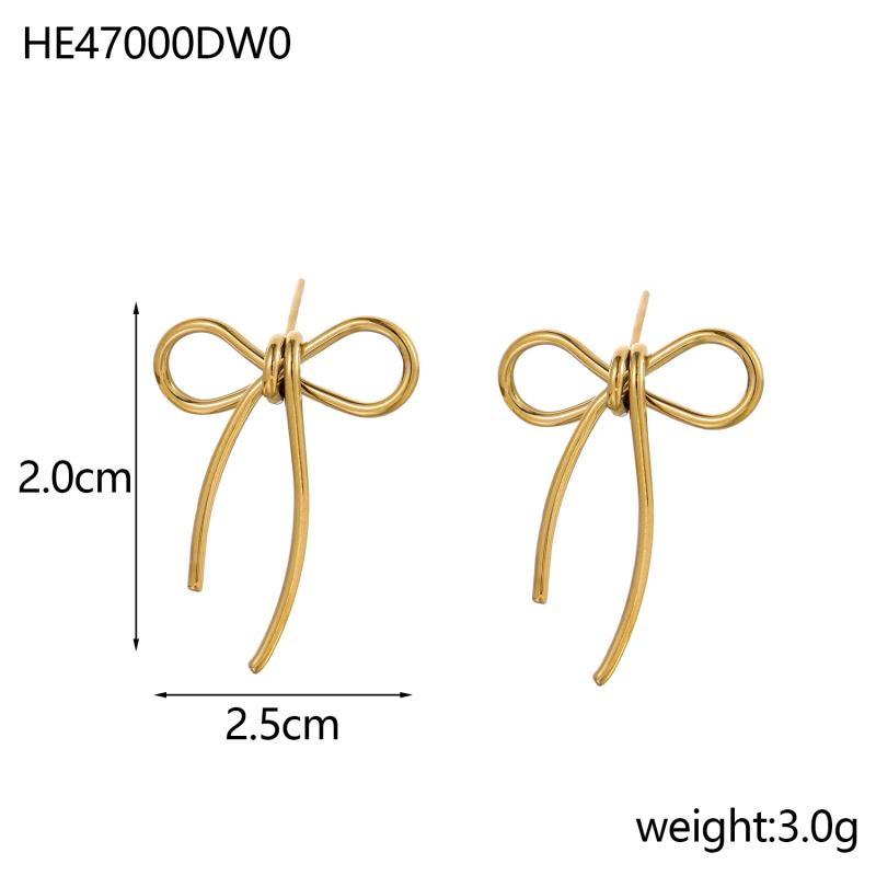 CARLIDANA Fashion Waterproof Stainless Steel Earring Trendy Bow Earrings Gold Plated Butterfly Bow Knot Stud Earrings for Women