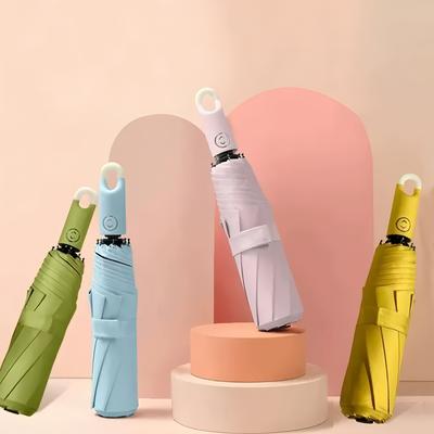 Donut Hook Umbrella Three-Fold Automatic Lock Umbrella Sunny Umbrella Folding Vinyl Anti-Ultraviolet Sun Umbrella Sun Umbrella