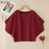 ZANZEA Women Summer Casual O-neck Batwing Sleeve Cotton Tee Tops
