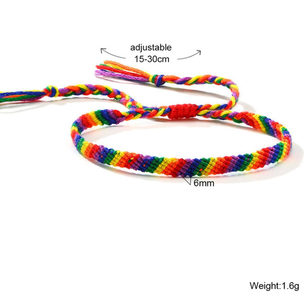 LGBTQ Rainbow Color Bracelets for Men Women,Adjustable Colorful Braided Rope Bracelet,Stylish Jewelry Gifts