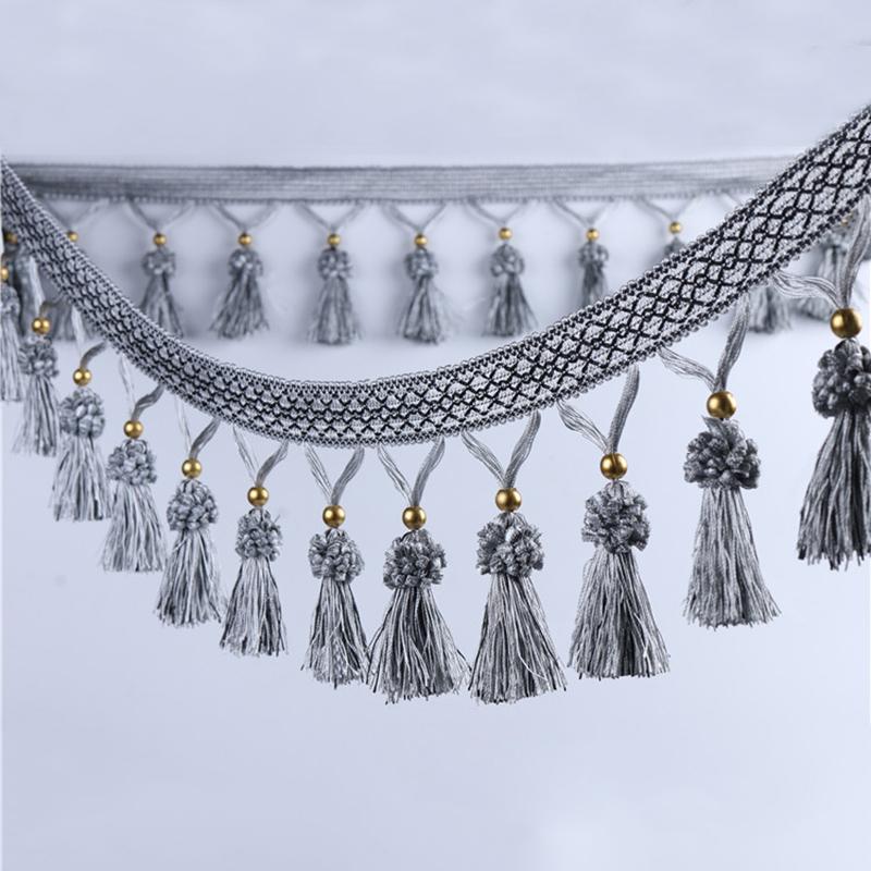 1M Beaded Pendant Tassel Fringe Lace Trim Edge Diy Upholstery Curtain Tablecloth Lace Ribbon Curtain Sewing Accessory Sofa Decor