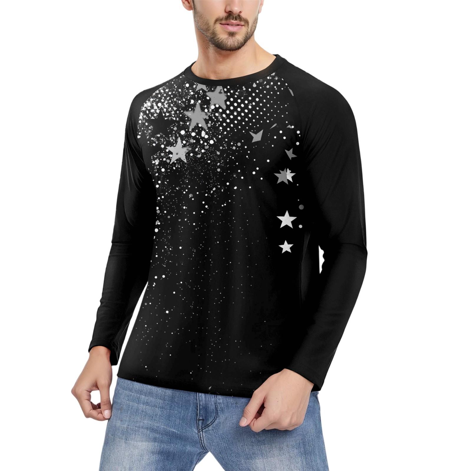 

Men s Fashion Printed Raglan Long Sleeve Sports Top XL чёрный