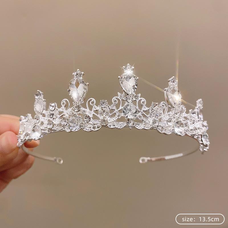 Children's Princess Crown Crystal Tiara Girls Hair Accessories High-end Atmosphere Dance Performance Birthday Gift Crown Bridal