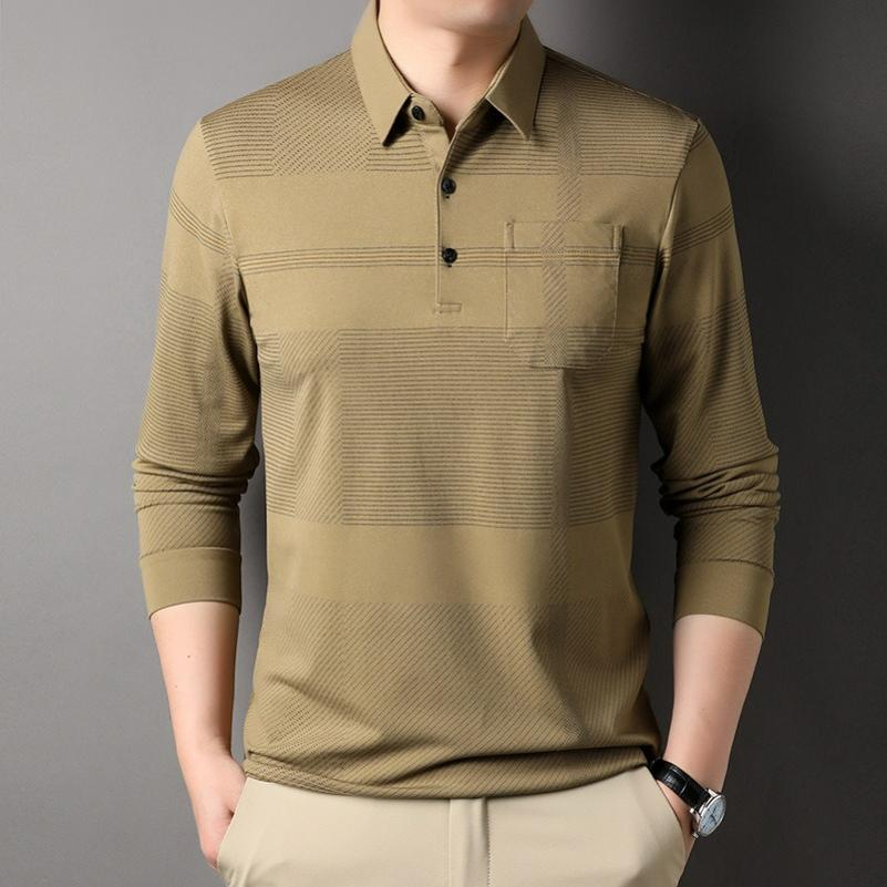 Dad Spring Tops, T-shirts, Long-sleeved Men's Bottoming Polo Shirts, Spring and Autumn Thin T-shirts