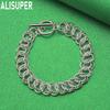 925 Sterling Silver Heavy-Duty Braided Double Ring Bracelet - Exquisite Gift Jewelry