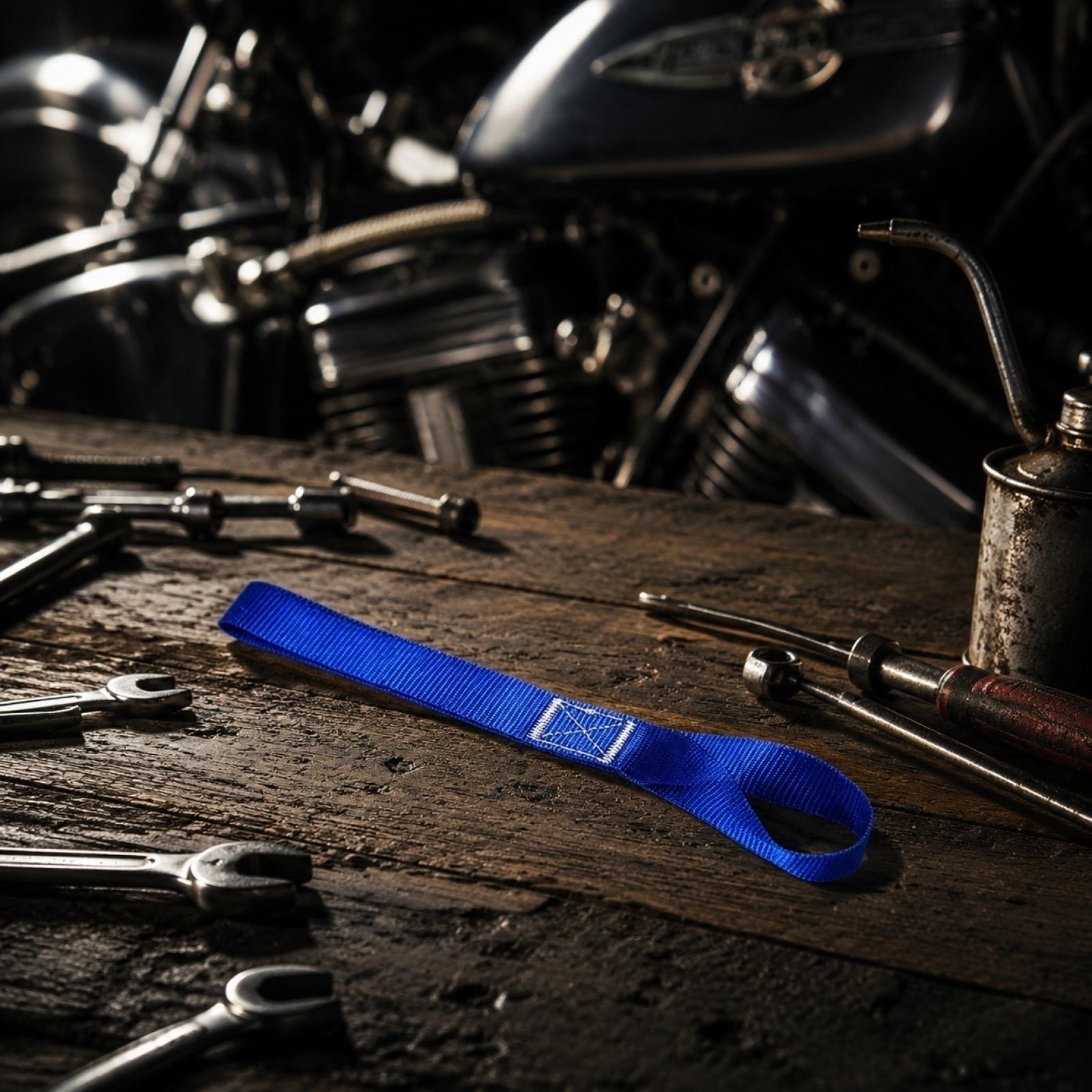 Motorcycle Ring Webbing Strap Multifunctional Hanging Hook Strap 46 5cm Durable Nylon Material Adjustable Length for Various Uses one size синий
