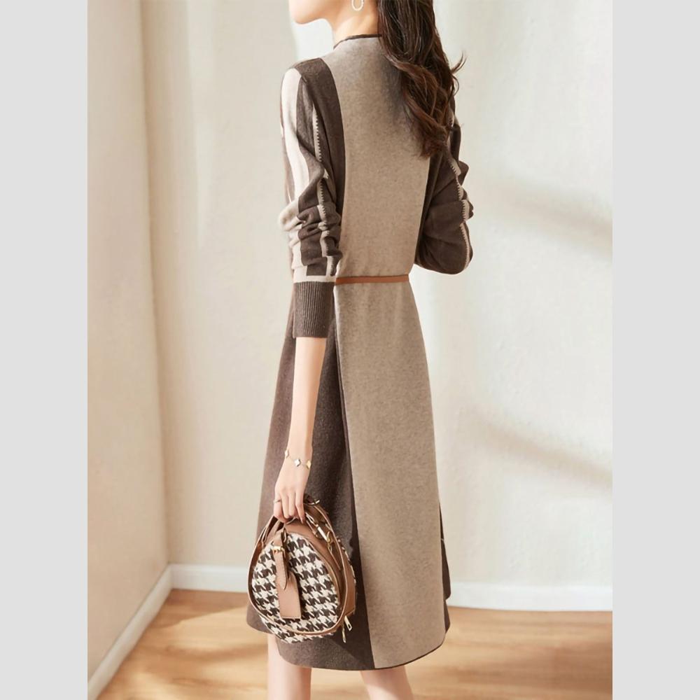 Rochie Tricotată Casual pentru Femei Rochie Pulover Largă de Lungime Medie cu Talie Marcată Toamnă și Iarnă