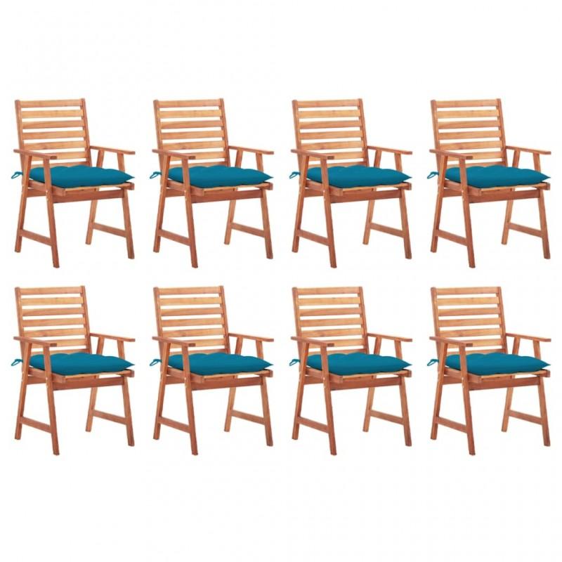 Día y Noche - Día y Noche Sillas comedor de jardín y cojines 8 uds madera maciza acacia