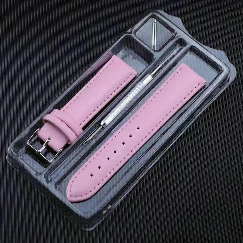 Stitched Genuine Leather Watch Straps in Green, Red, Pink - Available in 10mm, 12mm, 20mm, 22mm, 24mm