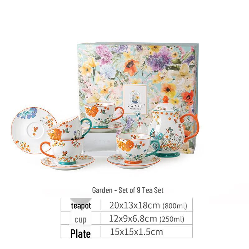 JOYYE 9-Piece Hand-Painted Ceramic Tea Set