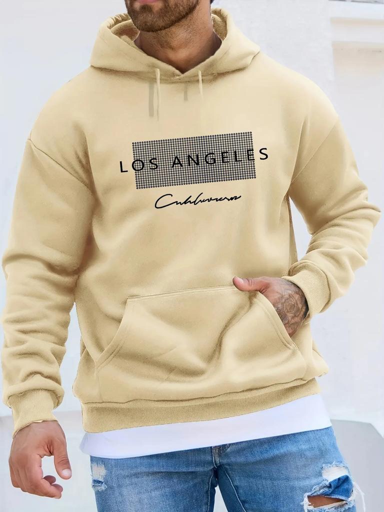 Herbst und Winter Herren Langarm Kapuzenpullover Los Angeles Muster Gedruckter Pullover Sweatshirt Lässiges und Modisches Oberteil