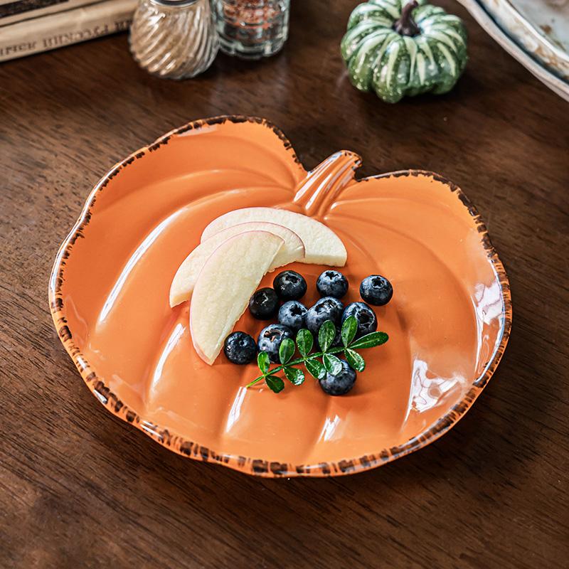 Special-shaped Plate Pumpkin-shaped Plate American Irregular Salad Steak Plate Home Ceramic Tableware Main Course Decoration