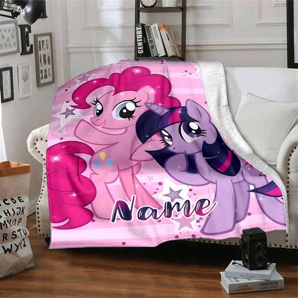Little Pony (4) Customize Your Name Blanket Multi-purpose Customizable Blanket Durable Comfort Throw For Livingroom Picnics Home Decor Bedding