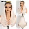 FREEDOM Straight Synthetic Lace Front Wigs For Women 9x6 Pre Plucked Layerd Wig 24" Ombre Brown Wear And Go Glueless Lace Wigs