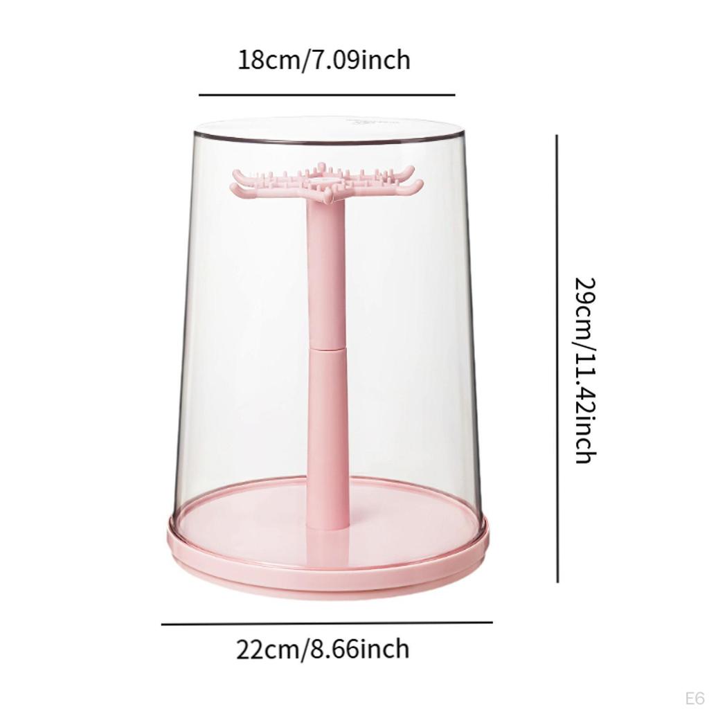 Figure Display Case Stand 360° Rotatable Countertop Versatile Necklace Hanger Doll Storage