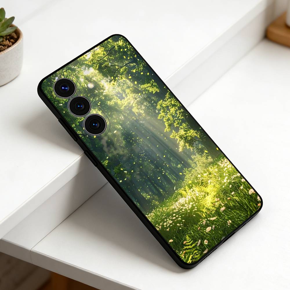 Spring green scenery For Samsung S25,S24,S21,S22,S23,S30,Ultra,S20,Plus,Fe,Lite,Note,10,9,5G Black Cover