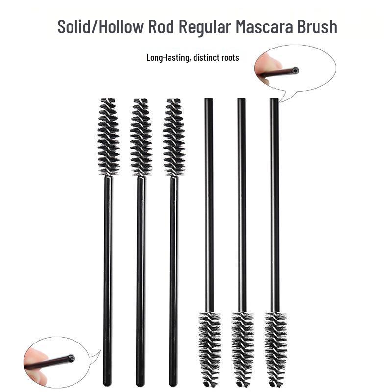 50-Pack Disposable Mascara Brushes with Nylon Bristles and Hollow Rod for Eyelash Makeup