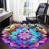 1 Stück Buntglas Mandala Stuhlteppich für das Büro, Runder Polyesterteppich, Innendekoration für das Büro, Waschbarer rutschfester Teppich yy251219012