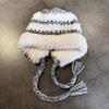 Winter Plush Hat With Color Blocking And Big Head Circumference Design For Daily
