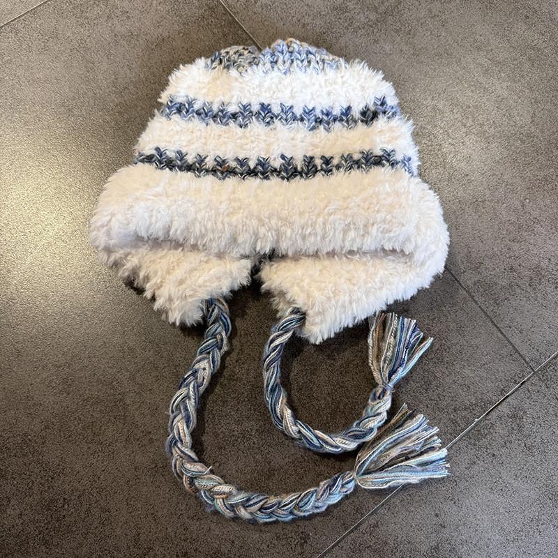 Winter Plush Hat With Color Blocking And Big Head Circumference Design Daily For