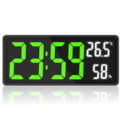 14,3 Zoll große digitale Wanduhr, Temperatur- und Luftfeuchtigkeitsanzeige, Nachtmodus, Tischuhr, 3 Anzeigemodi, 12/24 Stunden, elektronische LED-Uhr