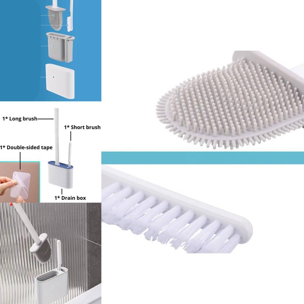 High-quality Silicone Toilet Brush Wall-mounted No Drill Needed For Easy Installation