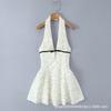 French Sexy Hot Girl Pure Desire Storm Point High Temperament Waist Thin Neck V Neck Backless Pleated Dress