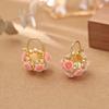 1 pair Shiny Flower Basket Ear Cuff Temperament Sweet Fairy Style Earrings  Birthday