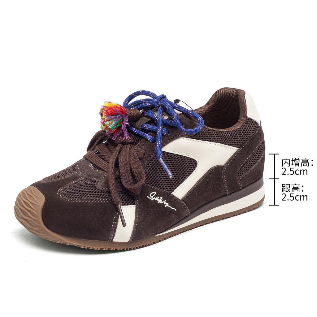 Strictly selected autumn and winter German training shoes women's new trendy breathable shoes inner height increase leather versatile platform sports