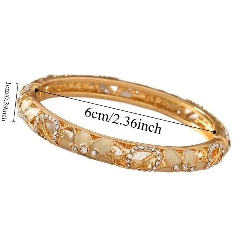 Shiny Vintage Cloisonne Bangle Ethnic Hollow Out Flower Bangle Drip Oil Enamel Bracelet  Girls