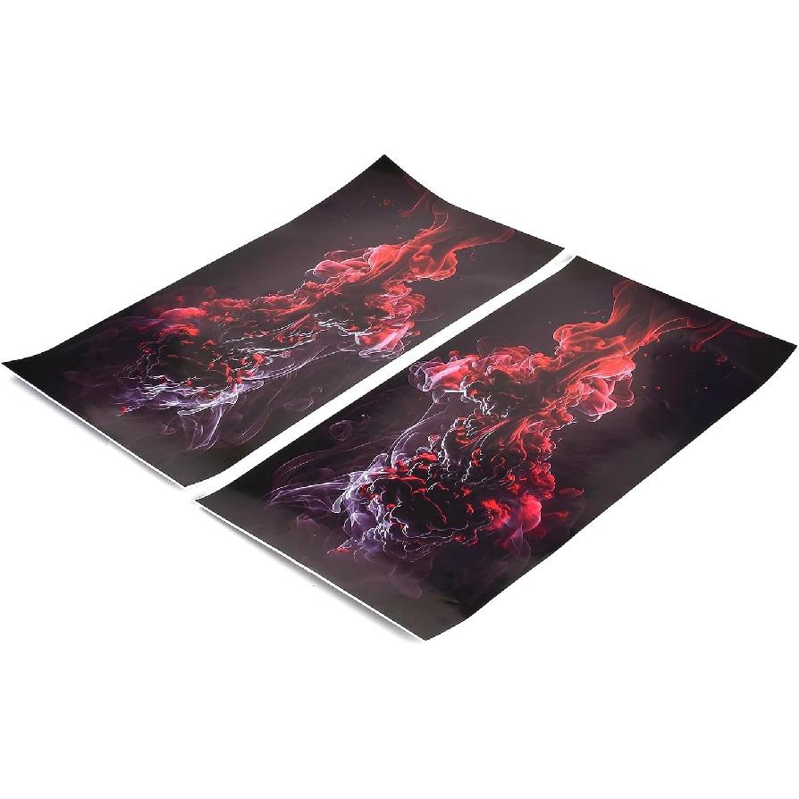 1Pair Car Center Pillar Stickers, Anti-Scratch Vinyl B-Pillar Protectors, HD Printed Smoke Pattern Symmetrical PET Waterproof Decals, Auto Center