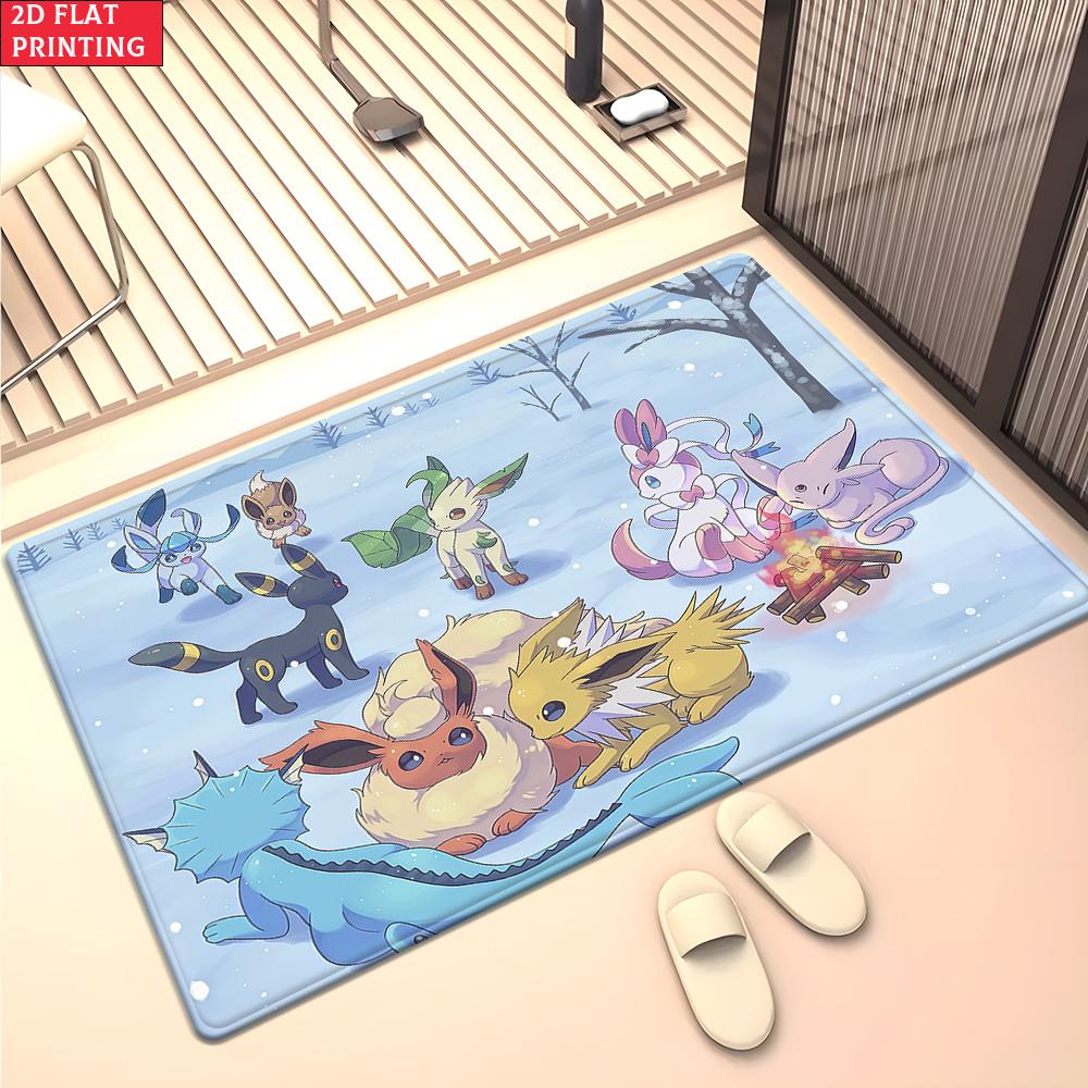 Anime Style Moon & Psychic Fox Area Rug Non Slip Soft Floor Mat For Gaming Room Living Room Bedroom Decor Washable Carpet