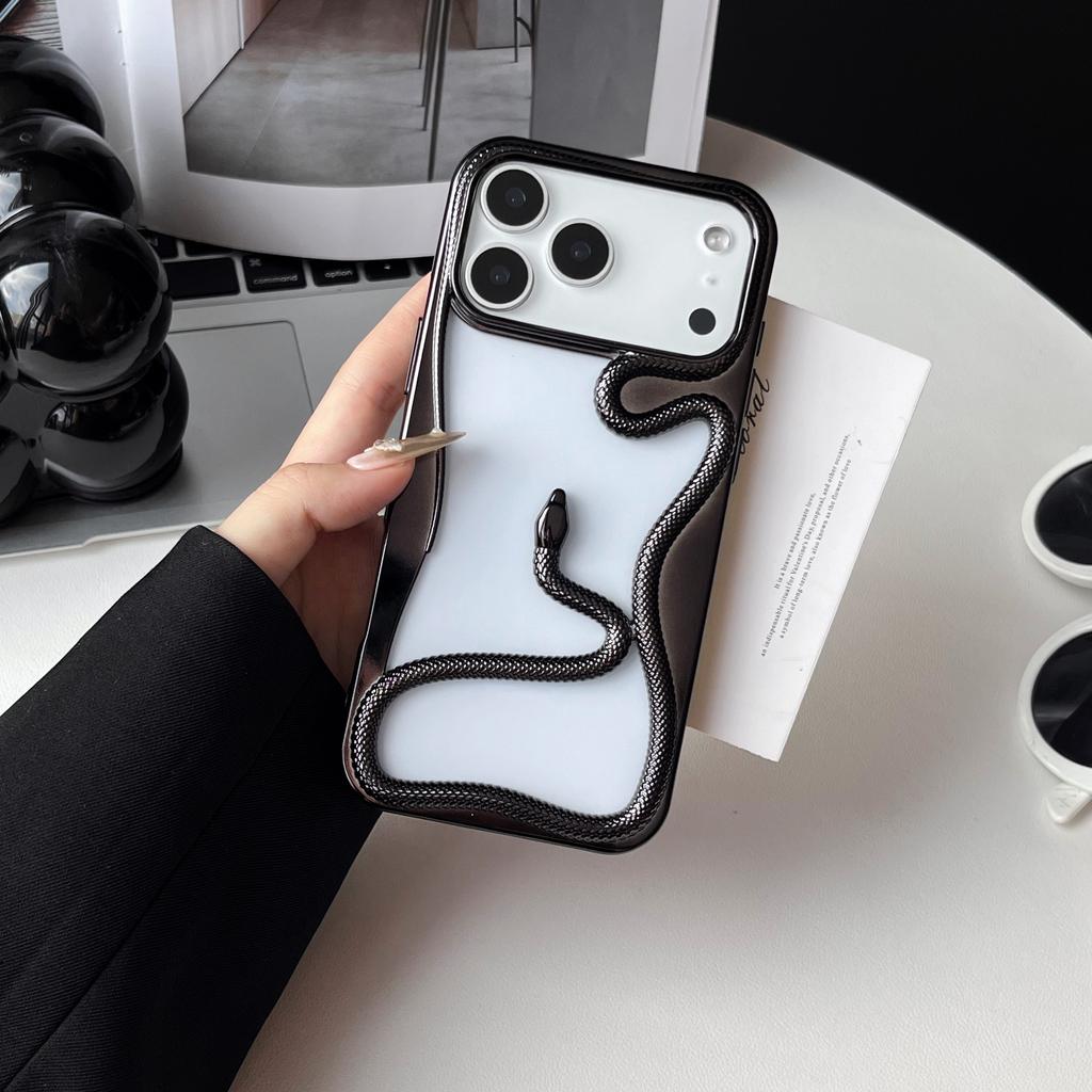 Hollow Out Breathable Glossy Plating Soft TPU Phone Case for iPhone Air 17 16 15 14 13 12 11 Pro Max Cool 3D Snake Cover Shell
