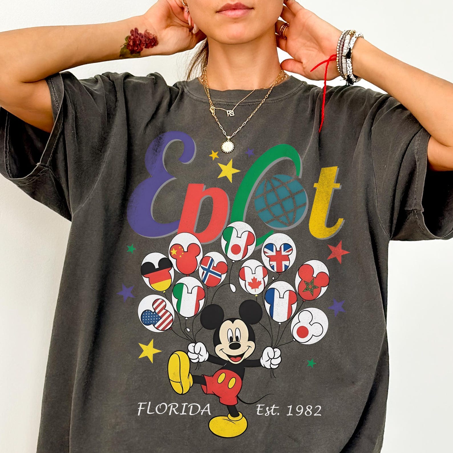 Vintage Epcot Mickey Flags Shirt - Disney Family Matching Tee,EPCOT Drinking Shirt, Disney Trip 2026 Shirt,Disneyland EPCOT Tee 2XL