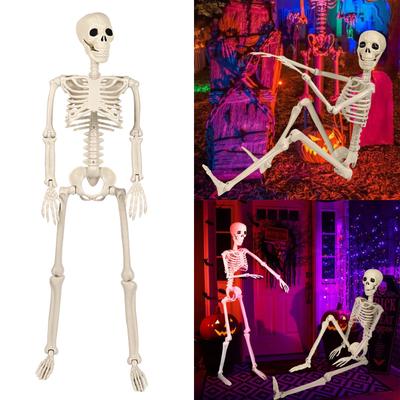 Σκελετό σε φυσικό μέγεθος Poseable Ολόσωμη αποκριάτικη διακόσμηση με κινητές αρθρώσεις για πάρτι τρομακτικά στοιχειωμένα σπίτια