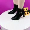 High-heeled Boots Female Spring and Autumn Single Boots New Women's Shoes Zip White Waterproof Taiwan High-heeled Shoes