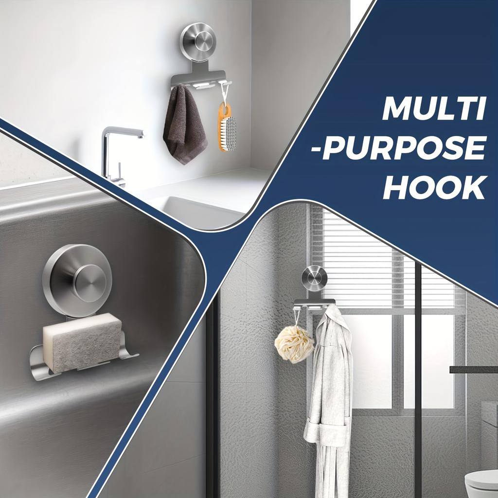 1/2 Pc 304 Stainless Steel Suction Cup Razor Holder, 15.43LB Removable Reusable Shower Wall Hook for Bathroom Use